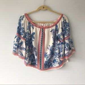 Jealous Tomato Off The Shoulders Crop Flowy Top